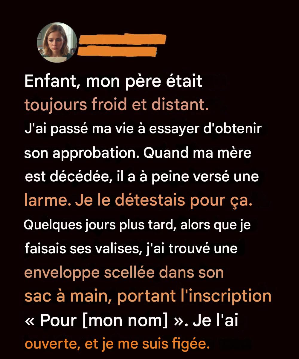 J’ai passé des années à haïr mon père jusqu’à ce que la lettre de ma mère révèle la vérité