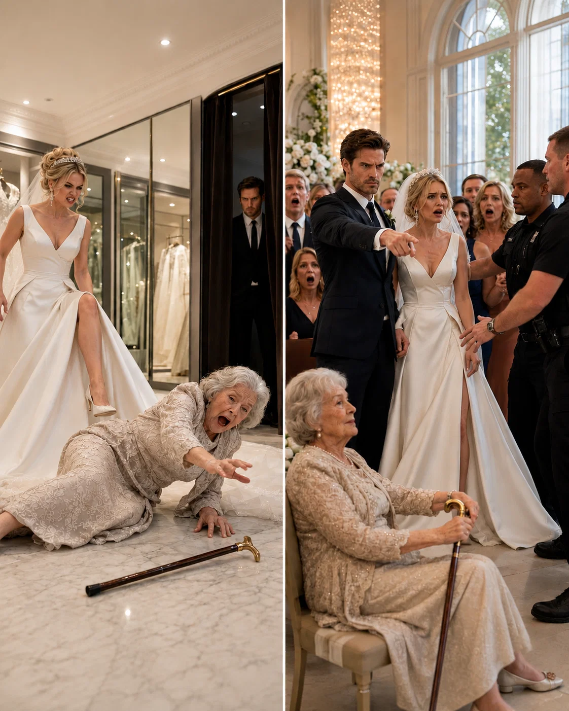 Pendant l’essayage VIP de sa robe de mariée, j’ai surpris ma fiancée en train de repousser la canne de ma mère d’un coup de pied. « Ramasse ma traîne, vieille maladroite ! » a-t-elle sifflé tandis que ma mère trébuchait et tombait à terre.