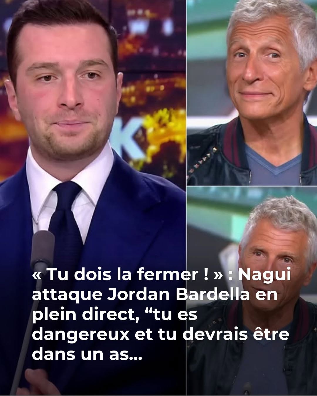 Nagui attaque Jordan Bardella en plein direct, “tu es dangereux et tu devrais être dans un…😱 😳 👇Voir plus
