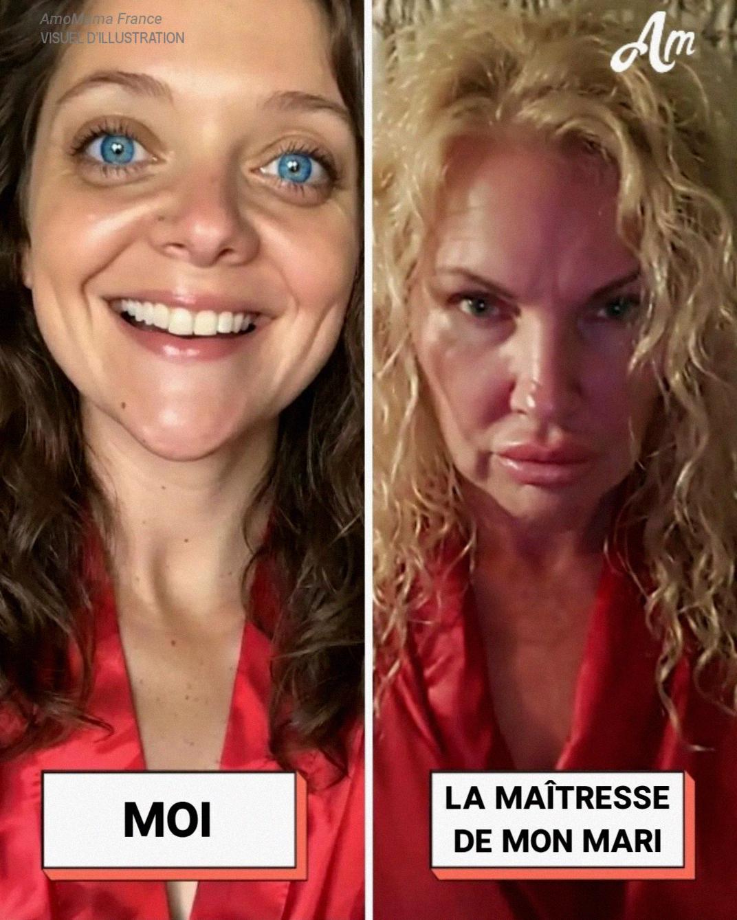 La maîtresse de mon mari m’a accidentellement envoyé une photo d’elle en peignoir — J’étais anéantie, mais un plan de vengeance a germé dans mon esprit. ___________________________ Moi (41 ans), j’ai abandonné ma carrière et pris un emploi à temps partiel pour élever nos trois enfants pendant que mon mari, Daniel (44 ans), gravissait les échelons de l’entreprise. Je lui faisais confiance. Je croyais en notre couple. Il y a deux mois, je suis partie pour le premier voyage d’affaires d’une semaine de ma vie. Daniel m’avait promis de « créer des liens avec les enfants » pendant mon absence. Le troisième soir de mon absence, mon téléphone a vibré. Un numéro inconnu. C’était une photo. Une femme assise sur MON LIT, vêtue de MON PEIGNOIR, dans MA CHAMBRE, dans MA MAISON. Son visage avait été coupé. La légende disait : « J’AI HÂTE QUE TU SOIS DE RETOUR DANS MES BRAS. » Mes mains se sont engourdies. Mon cœur battait à tout rompre contre mes côtes. Je me suis dit que ça devait être une erreur. Une blague. N’importe quoi, sauf la vérité. Puis j’ai regardé de plus près. Le peignoir. Les draps. La table de chevet. Tout correspondait PARFAITEMENT. J’avais besoin d’une preuve. J’ai répondu en me faisant passer pour Daniel. « Envoie-m’en d’autres, bébé. Tu sais à quel point j’adore quand tu m’appelles par CE NOM. » Deux secondes plus tard, une autre photo est arrivée. Ses jambes étendues sur mon lit. « Tout ce que tu veux, MON LION. » LION. Mon surnom intime pour Daniel. Personne d’autre ne le connaissait. J’ai commencé à trembler. En rentrant chez moi, je n’ai pas crié. J’ai souri. J’ai serré mes enfants dans mes bras. J’ai embrassé Daniel. J’ai joué mon rôle. Plus tard, seule dans la salle de bain, je me suis complètement EFFONDRÉE. Une seule pensée tournait en boucle dans ma tête : « QU’EST-CE QU’ELLE A DE PLUS QUE MOI ?! » J’ai rouvert la photo pour l’examiner, et c’est là que j’ai remarqué la MAIN qui tenait le téléphone. L’INDEX DROIT arborait un petit TATOUAGE DELICAT. Un croissant de lune. J’ai eu un coup au cœur. Ça ne pouvait pas être ELLE. J’ai zoomé. Et là, ça m’a frappé. Ce tatouage appartenait à UNE PERSONNE dont je n’aurais jamais cru qu’elle puisse me trahir. Mes mains tremblaient tandis qu’un plan commençait à se former. UN PLAN DE VENGEANCE. J’ai pris mon téléphone et je l’ai invitée à dîner le lendemain. CES DEUX-LÀ n’avaient aucune idée du PIÈGE que j’avais préparé. ⬇️⬇️⬇️