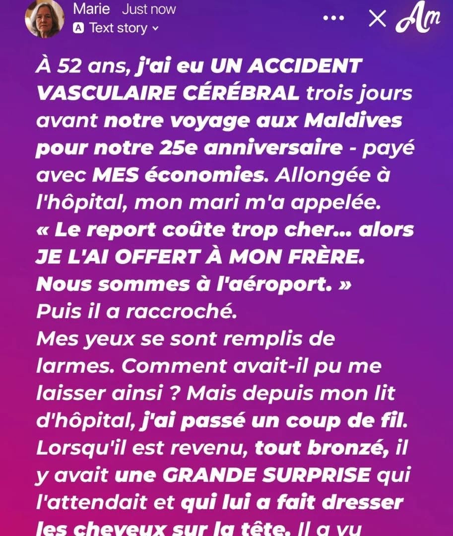 Trois jours après mon AVC, mon mari est parti aux Maldives — à son retour, une grande surprise l’attendait