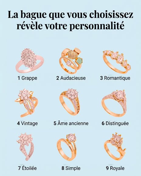 La bague que vous choisissez révèle quel genre de femme vous êtes. 🤗 Vérifiez le 1er commentaire 👇👇👇 Commentaires
