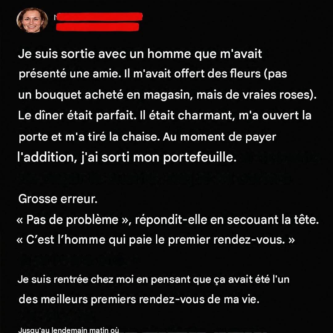 Le rendez-vous était parfait… jusqu’à ce qu’il m’envoie ça le lendemain matin.